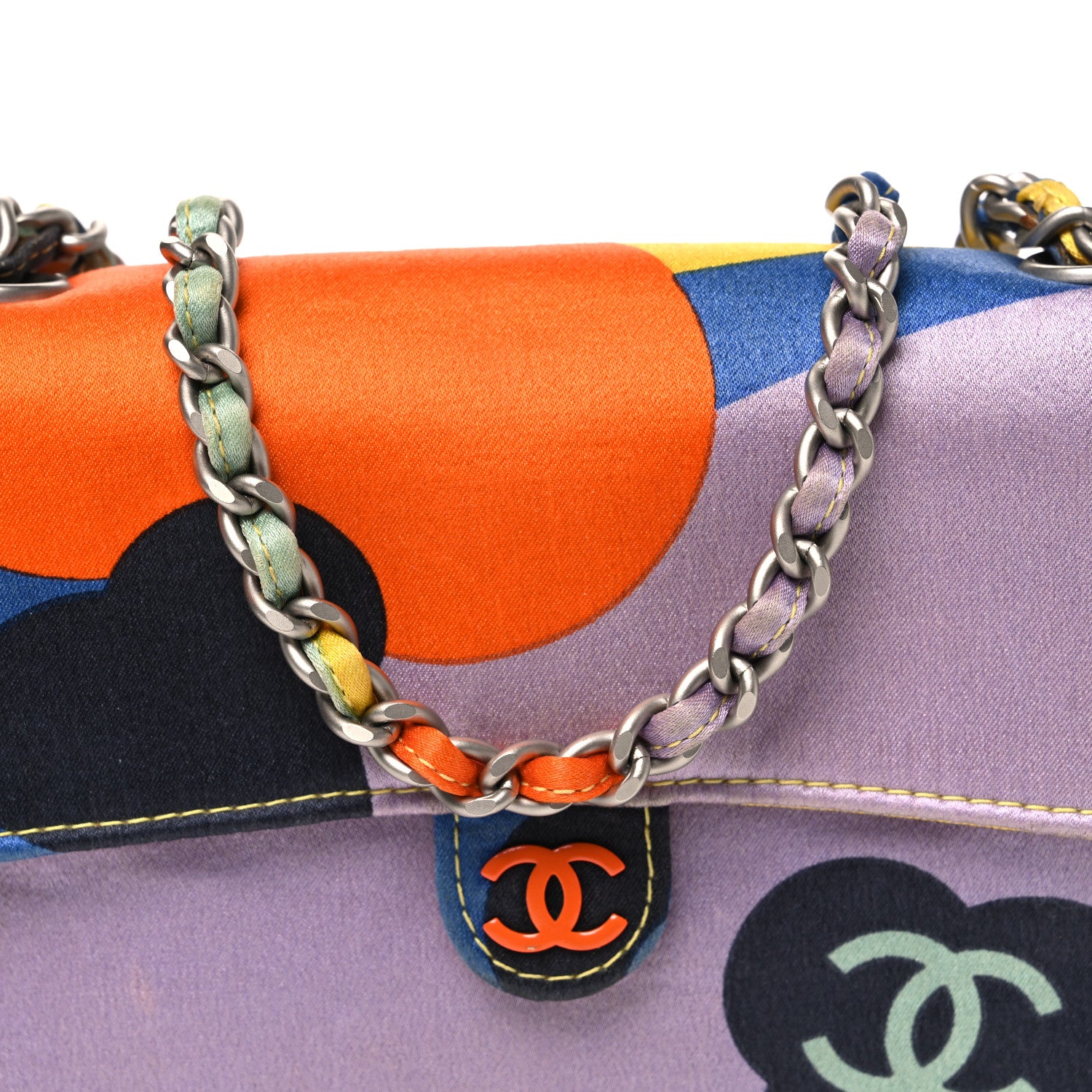 Chanel Satin Convertible Mini Flap Blue Multicolor 9 of 11