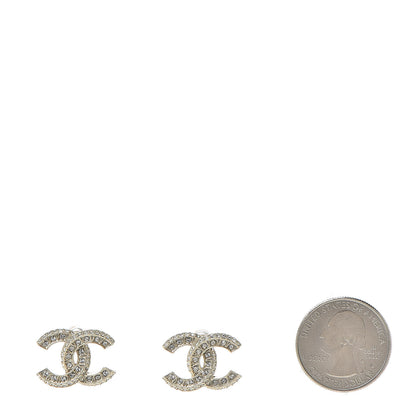 Chanel Crystal Timeless CC Earrings Light Gold 2 of 5