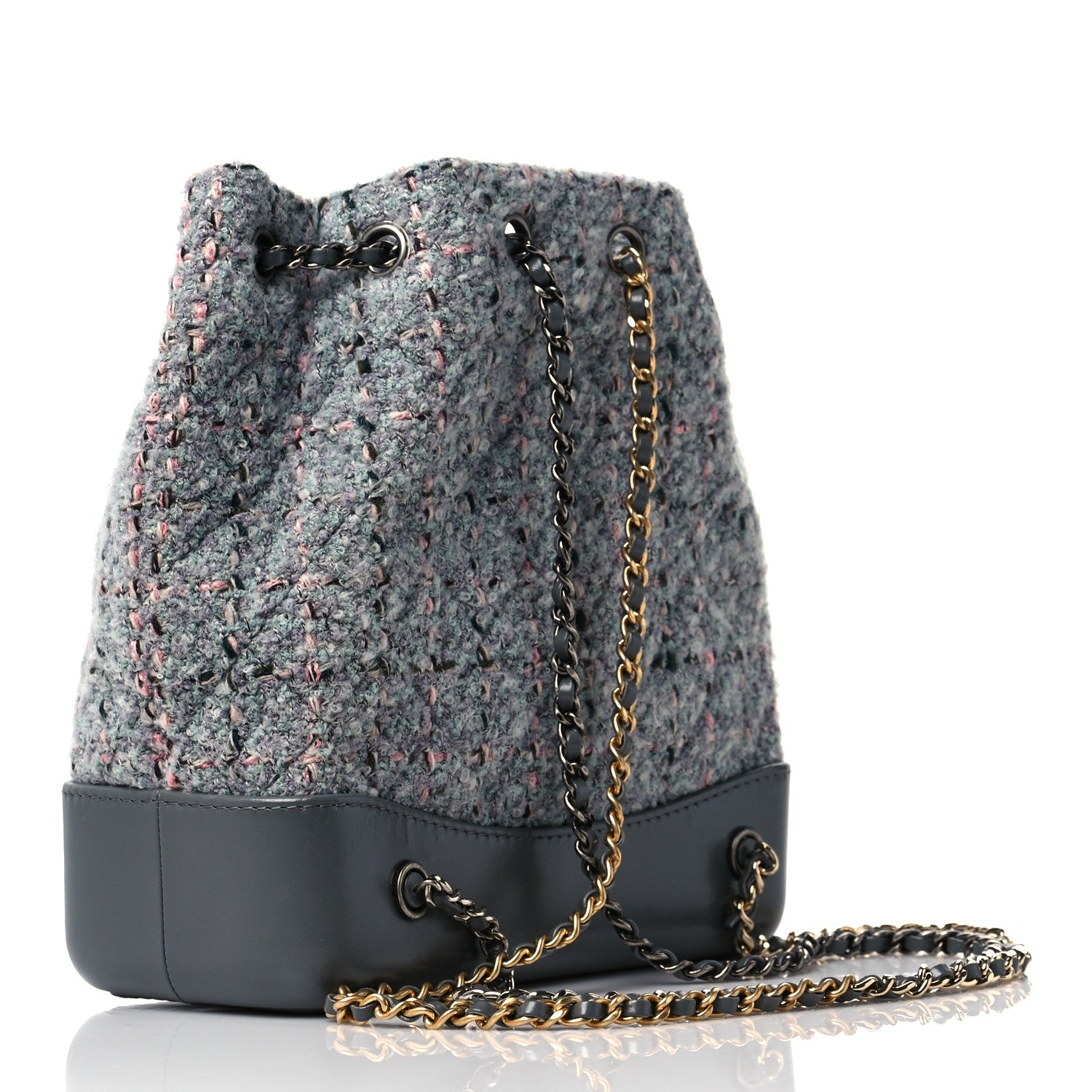 Chanel Tweed Calfskin Quilted Gabrielle Backpack Grey 3 of 9