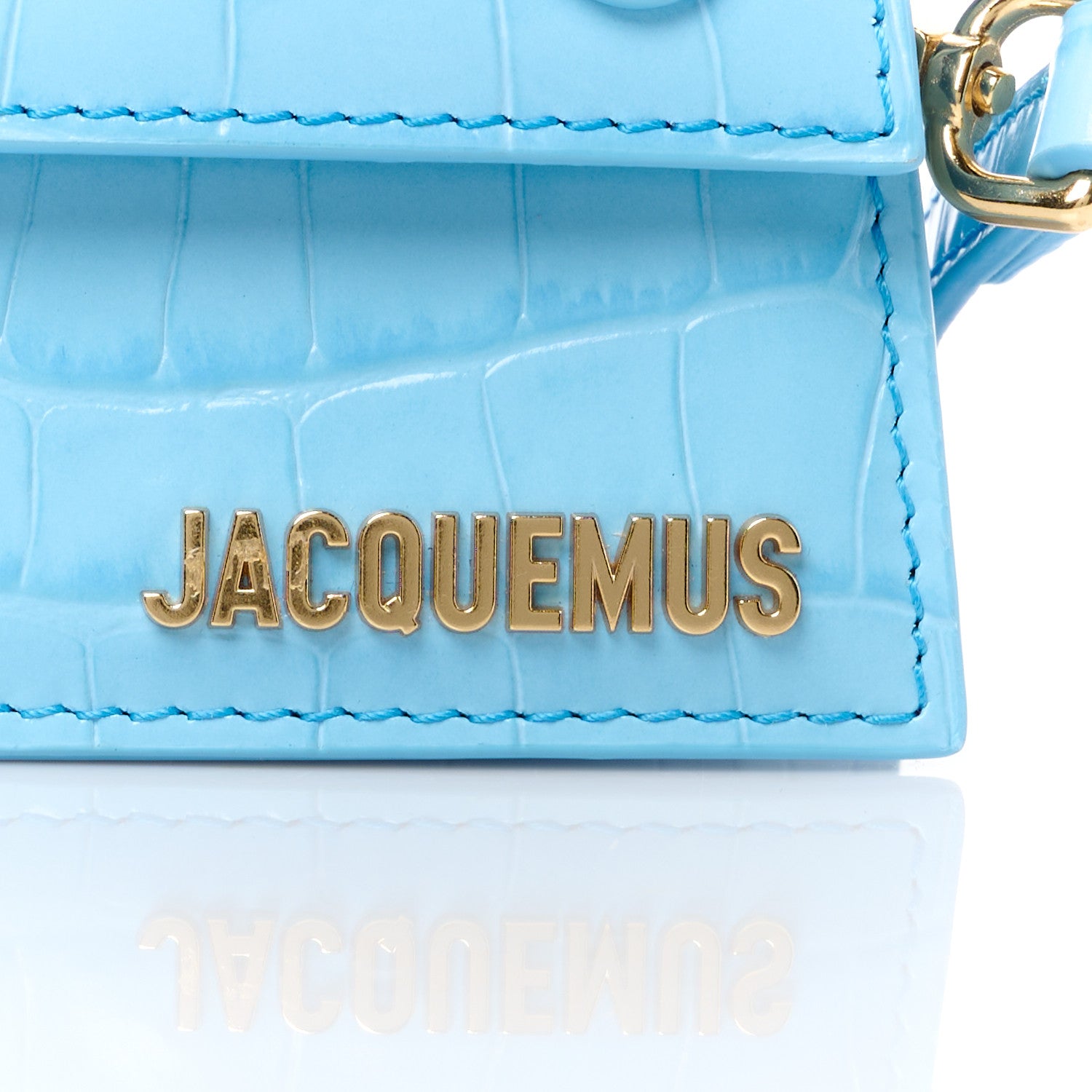 Jacquemus Calfskin Crocodile Embossed Le Chiquito Long Pale Blue 7 of 10