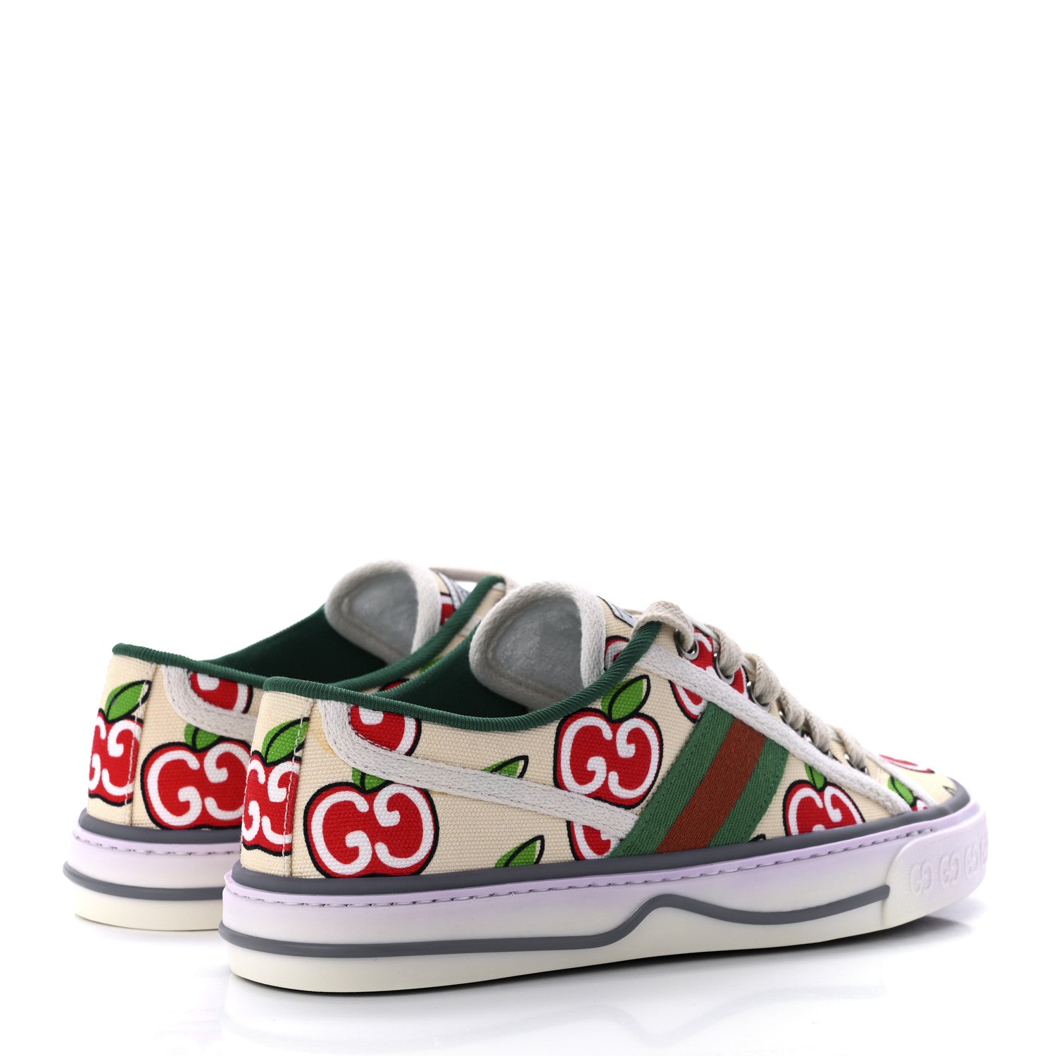 Gucci Canvas Web GG Apple Womens 1977 Tennis Sneakers 35 Ivory Red Mystic White New Shamarock 4 of 7