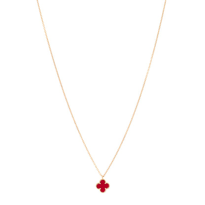 Van Cleef & Arpels 18K Rose Gold Carnelian Sweet Alhambra Pendant Necklace 1 of 4