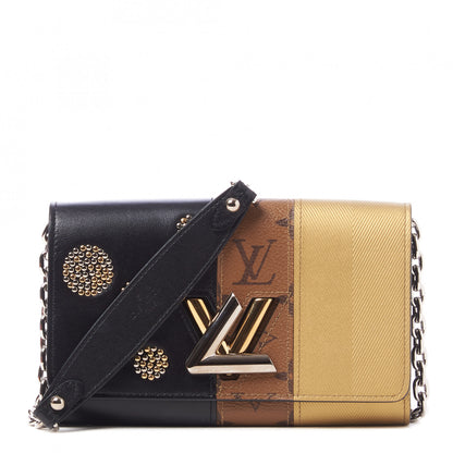 Louis Vuitton Calfskin Reverse Monogram Studded Night Lights Twist Chain Wallet 1 of 10