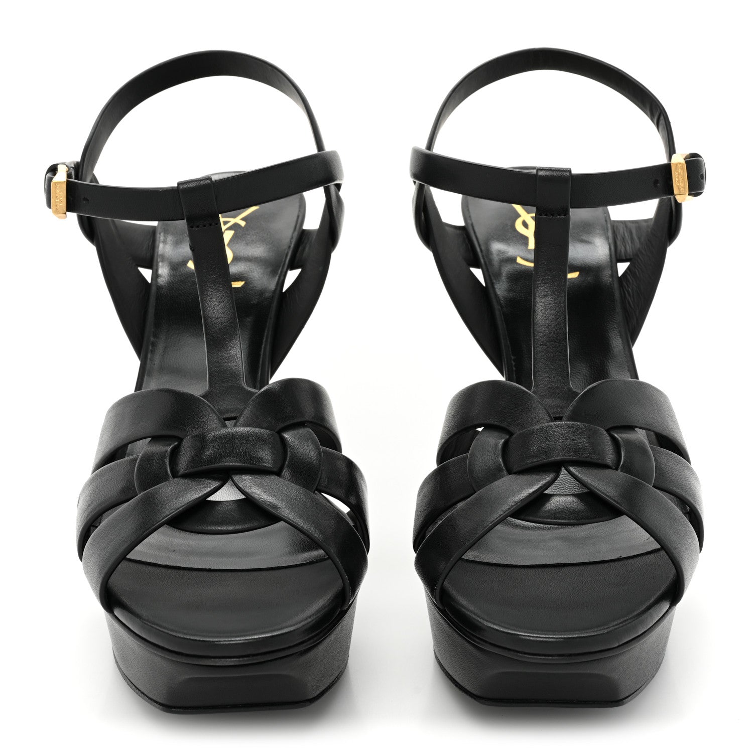 Saint Laurent Calfskin Tribute 75 Platform Sandals 39 Black 2 of 9