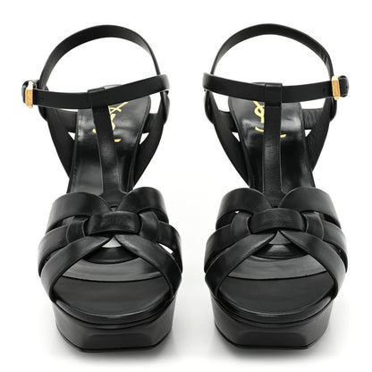 Saint Laurent Calfskin Tribute 75 Platform Sandals 39 Black 2 of 9