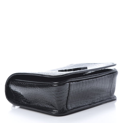 Saint Laurent Crocodile Embossed Lambskin Matelasse Monogram Niki Chain Wallet Black 4 of 10