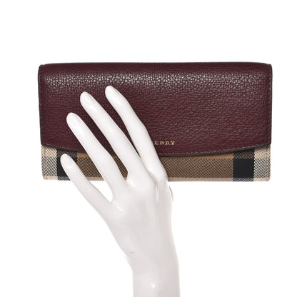 Burberry Grainy Calfskin House Check Continental Wallet Mahogany Red 2 of 9