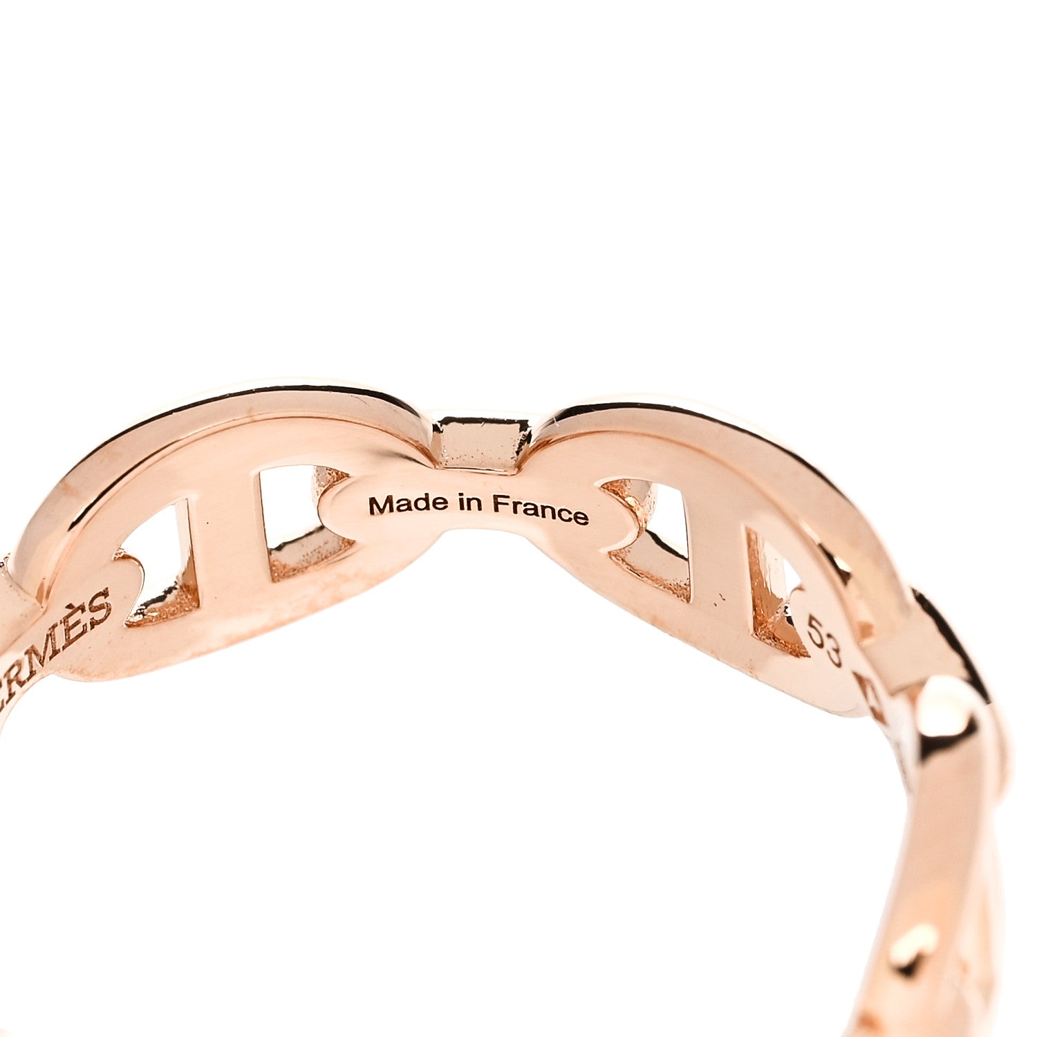 Hermes 18K Rose Gold PM Chaine D'Ancre Enchainee Ring 53 6.5 5 of 7