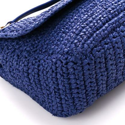 Saint Laurent Raffia Calfskin Monogram Medium Niki Chain Satchel Blue 10 of 12