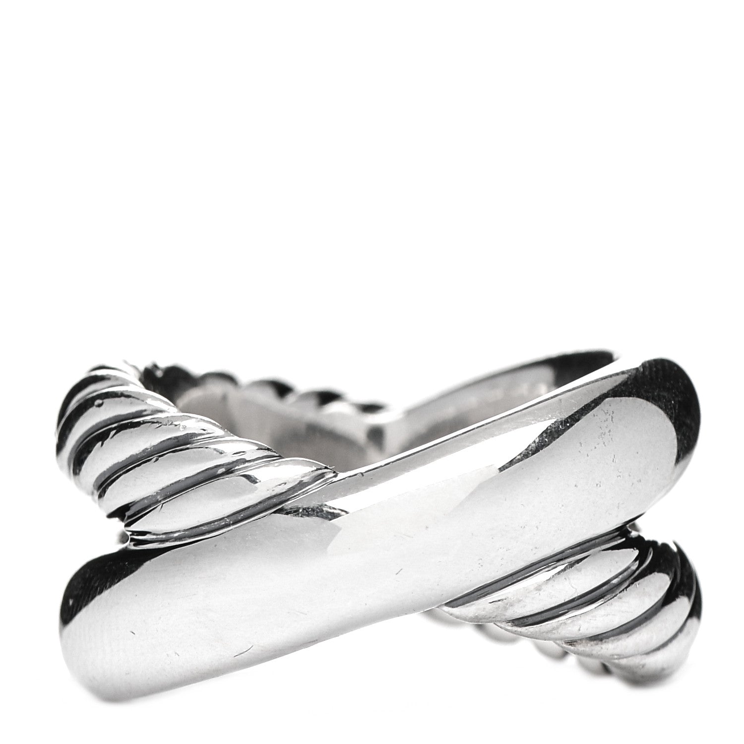 David Yurman Sterling Silver Diamond Crossover Cable Ring 56 7.75 3 of 4