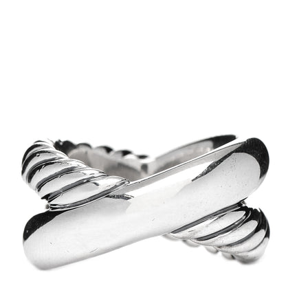 David Yurman Sterling Silver Diamond Crossover Cable Ring 56 7.75 3 of 4