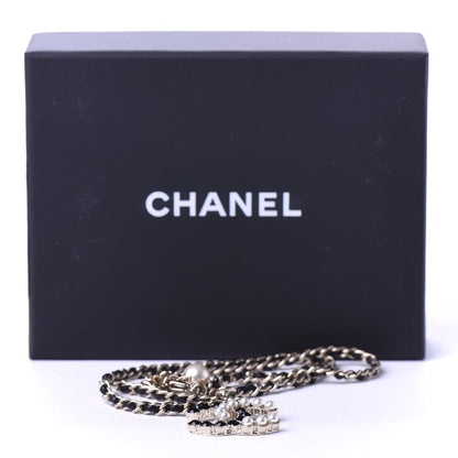 Chanel Lambskin Resin Pearl Dazzling Domino Short Necklace Gold Black 7 of 7