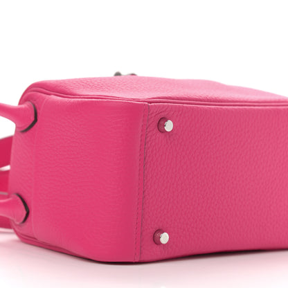 Hermes Taurillon Clemence Mini Lindy 20 Rose Shocking 9 of 11