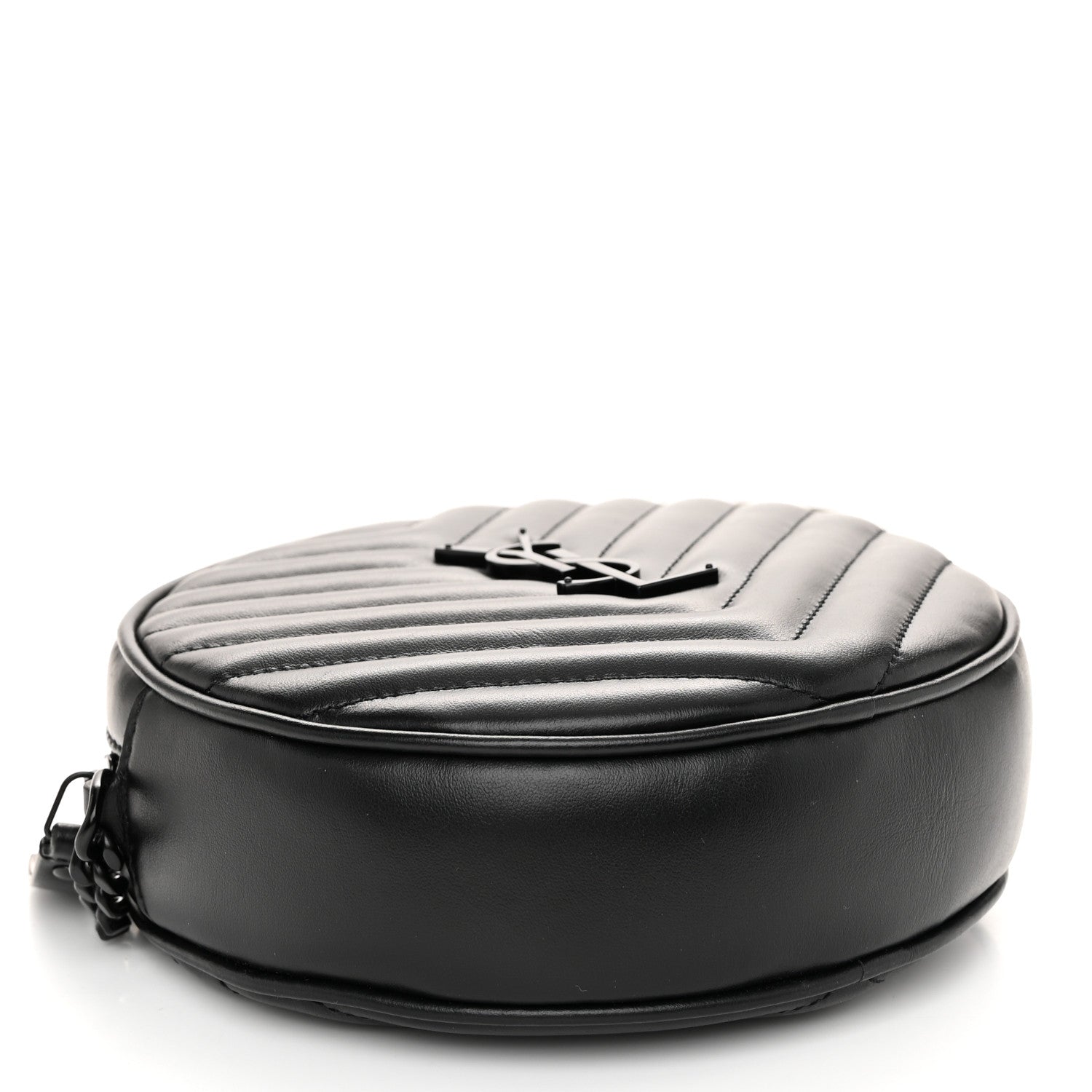 Saint Laurent Calfskin Matelasse Chevron Round Vinyle Camera Bag Black 4 of 10