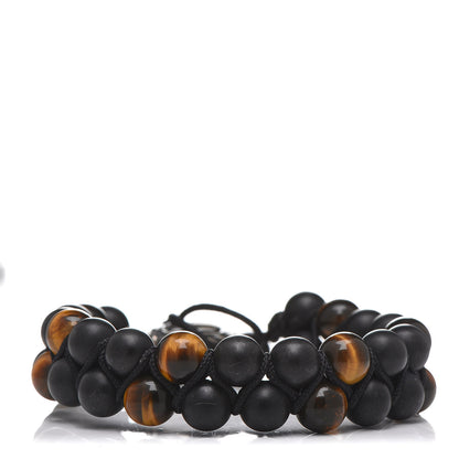 David Yurman Sterling Silver Black Onyx Tiger Eye 8mm Spiritual Beads Two Row Bracelet 1 of 5
