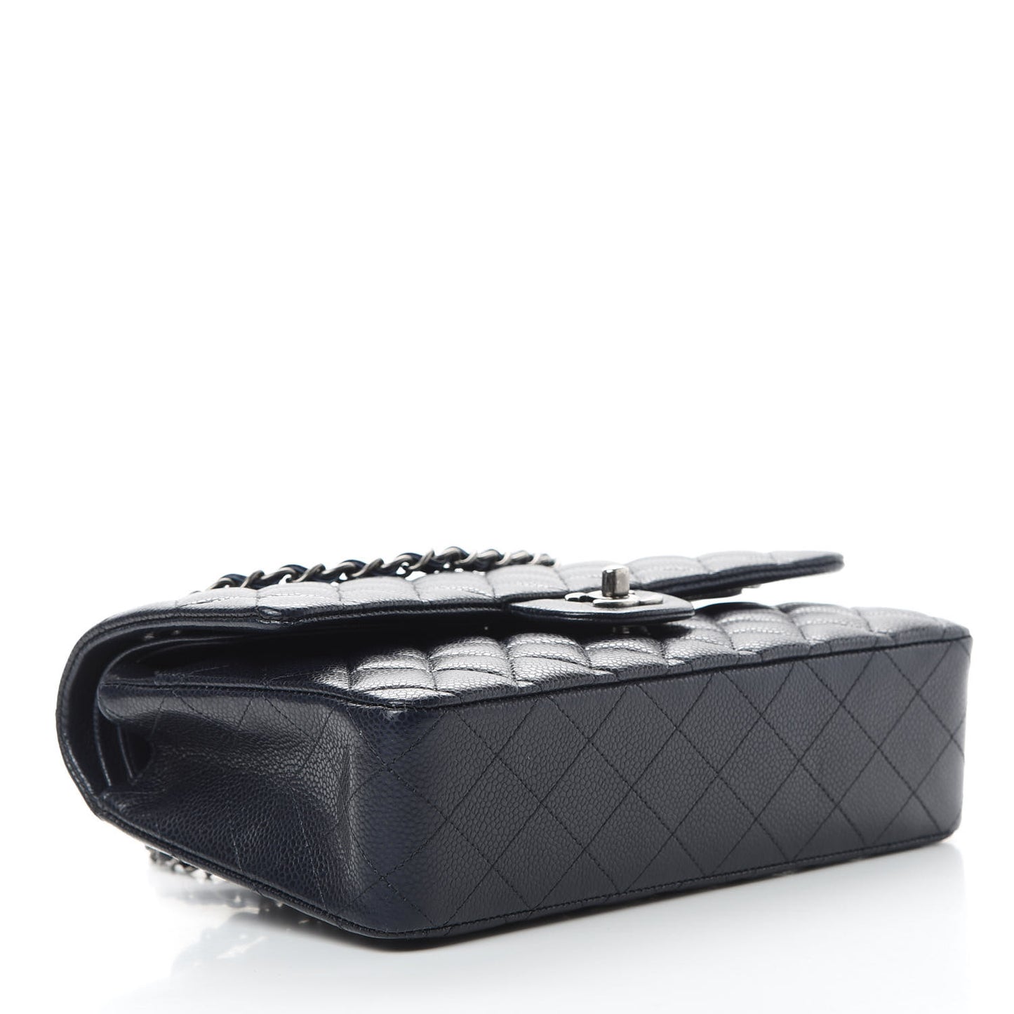 Caviar Quilted Medium Double Flap Navy