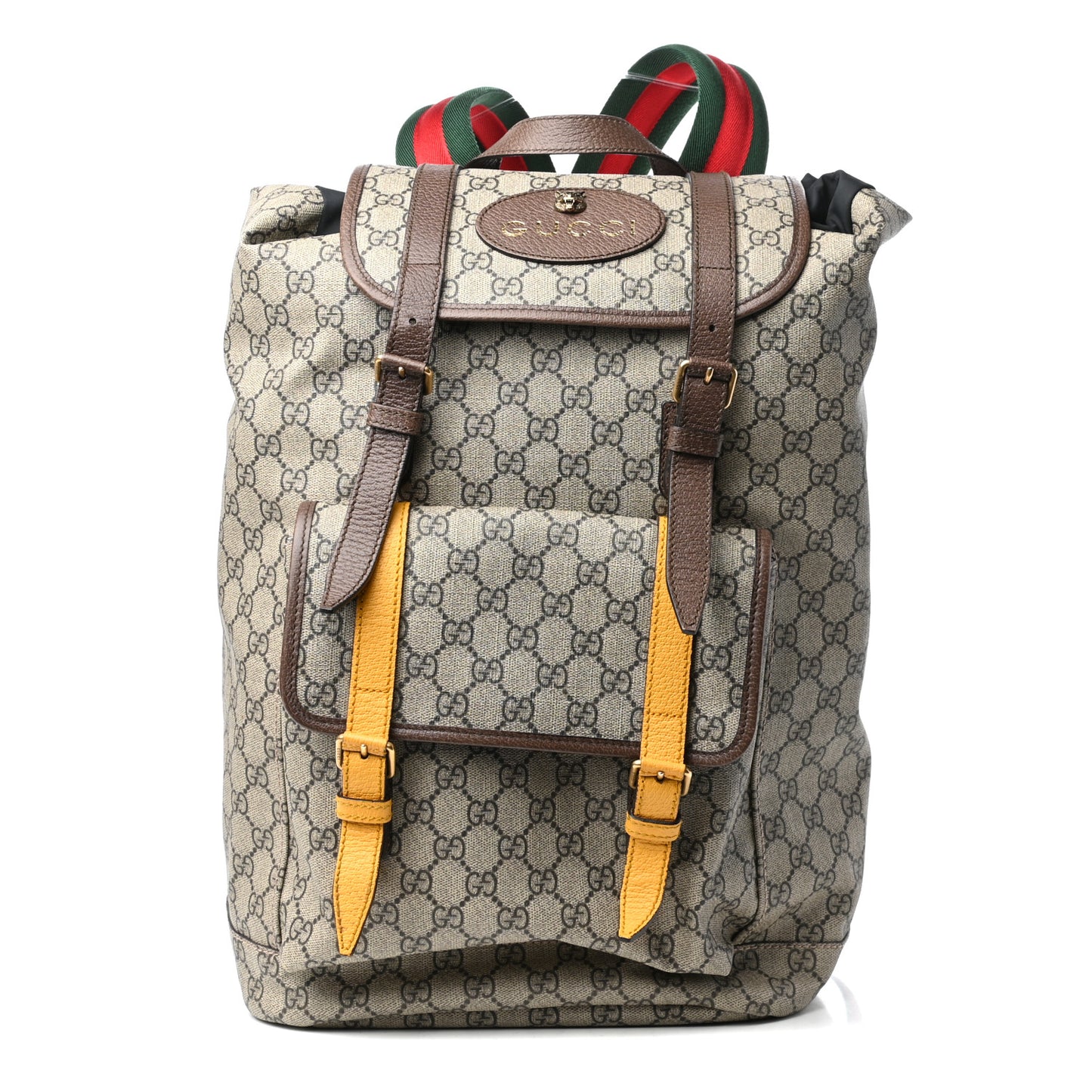 Soft GG Supreme Monogram Neo Vintage Double Buckle Backpack Beige New Acero Crop