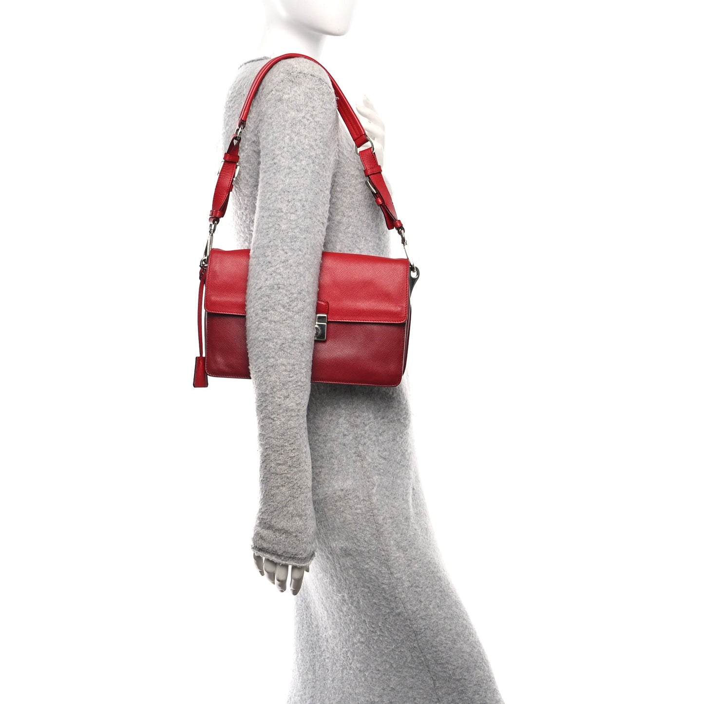 Saffiano Soft Sound Shoulder Bag Rosso