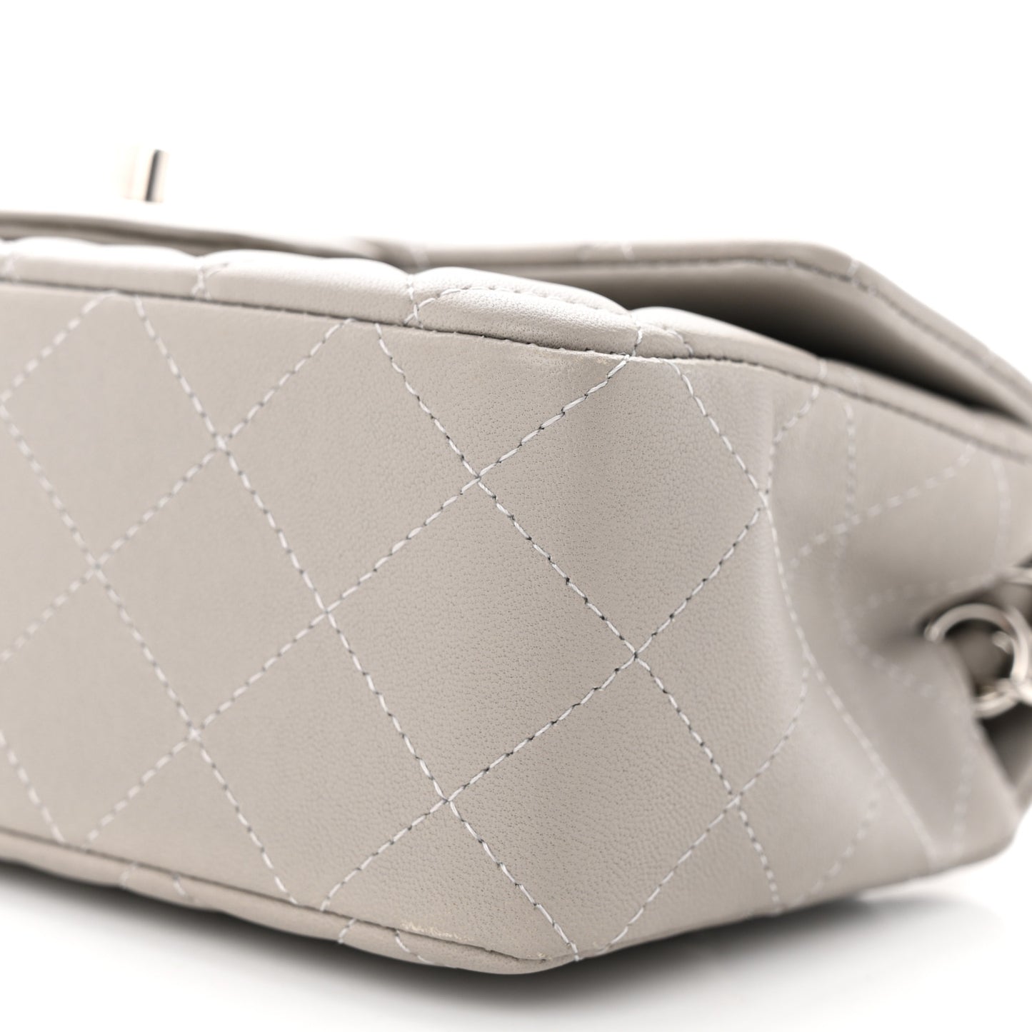 Lambskin Quilted Mini Rectangular Flap Grey