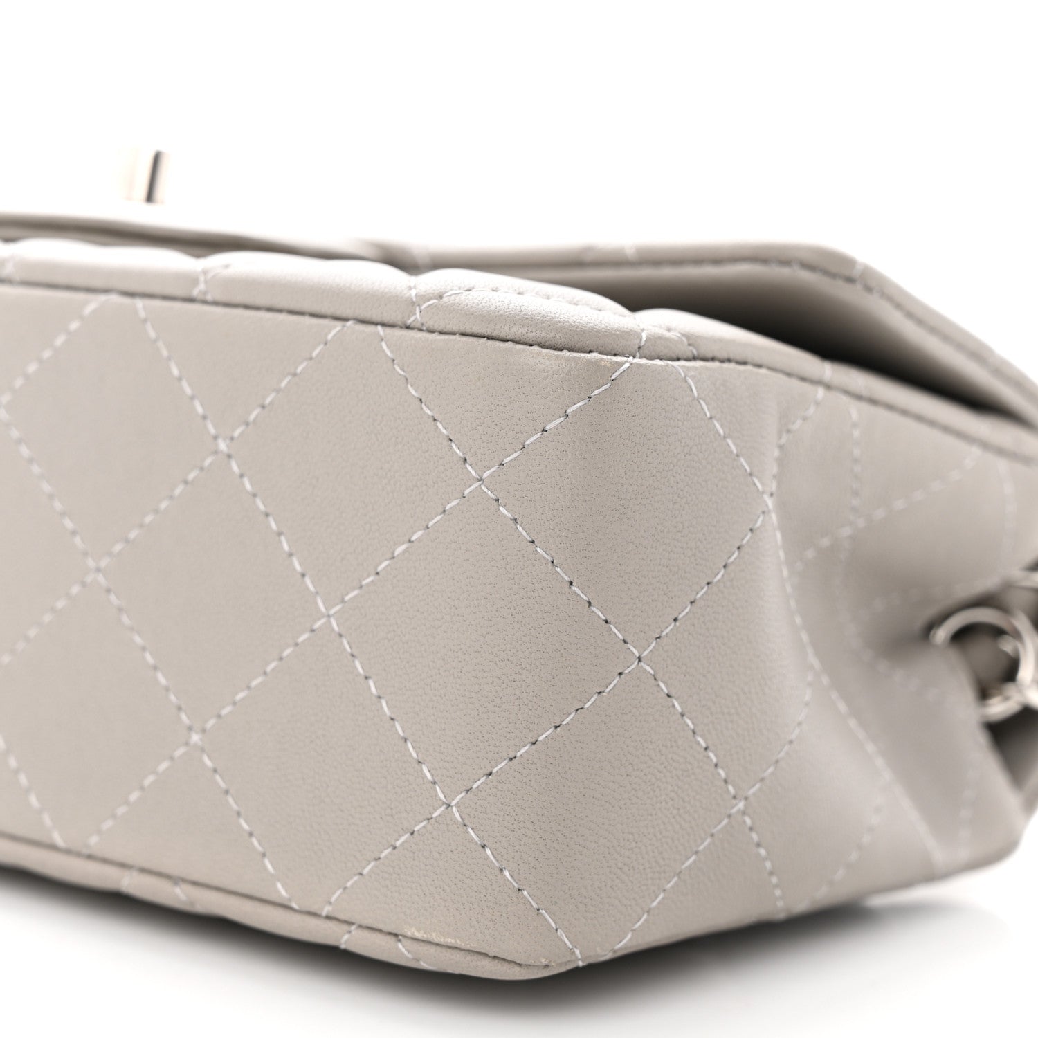Chanel Lambskin Quilted Mini Rectangular Flap Grey 10 of 10