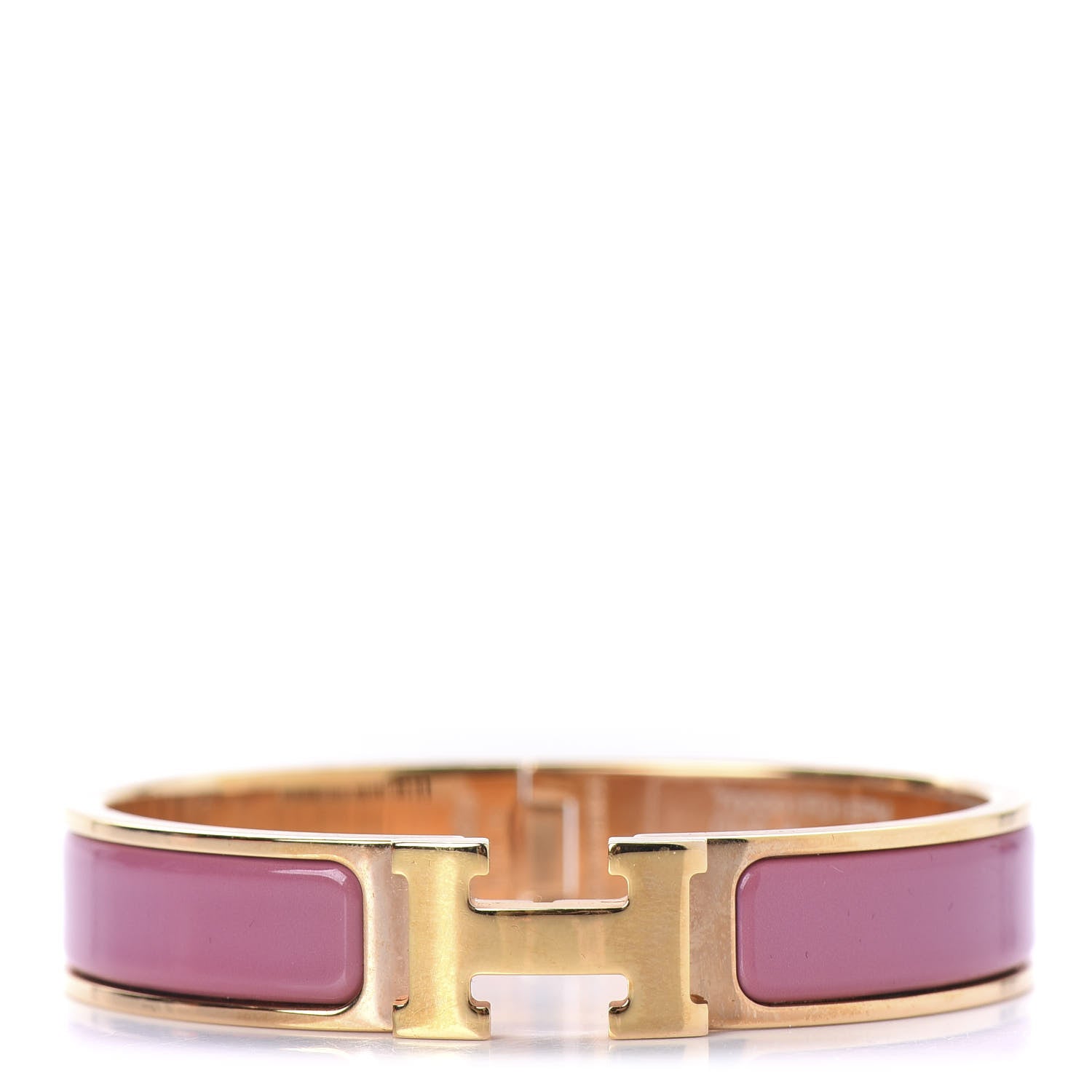 Hermes Enamel Narrow Clic Clac H Bracelet PM Rose Velours 1 of 5