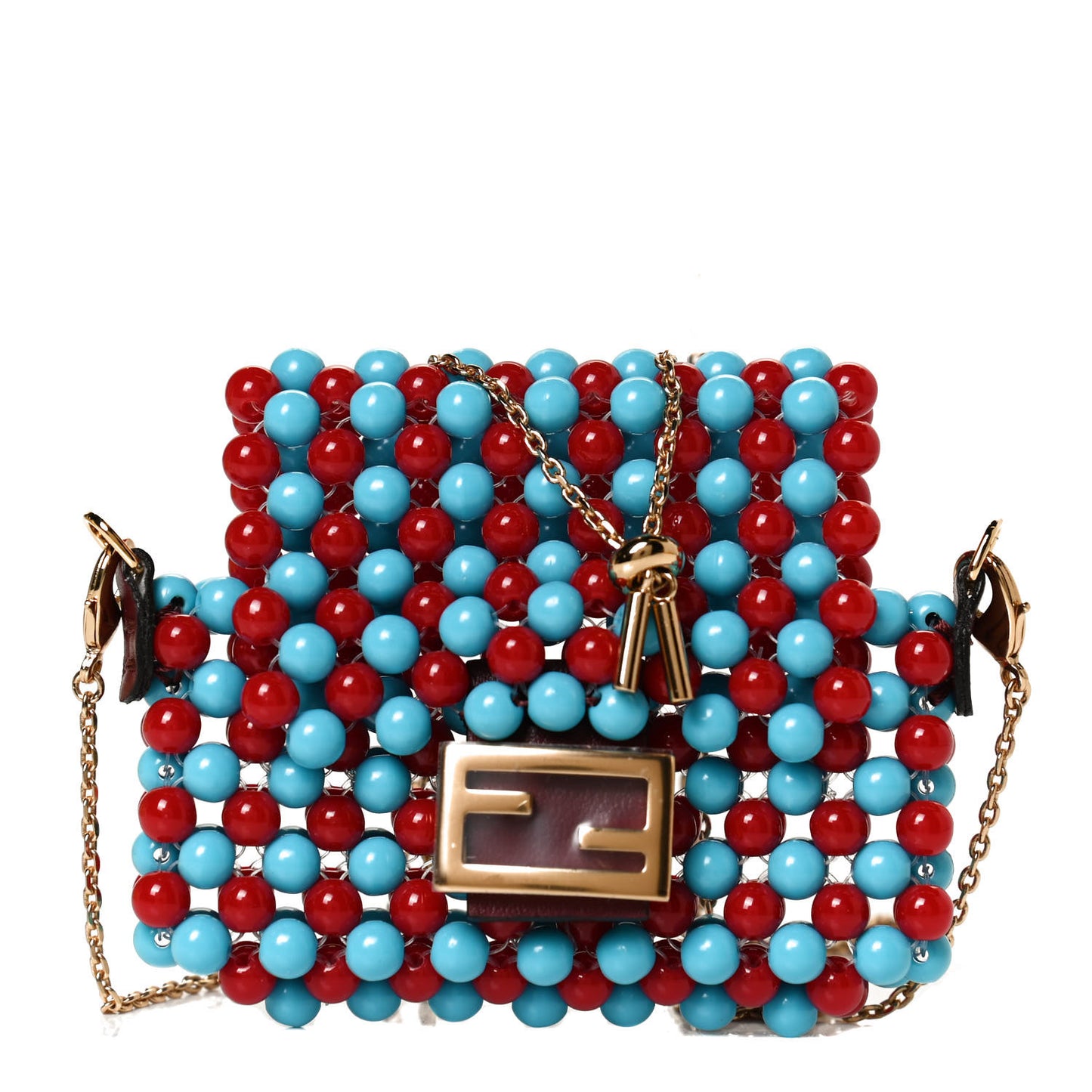 Glass Beaded Mini Pico Baguette Charm Red Blue