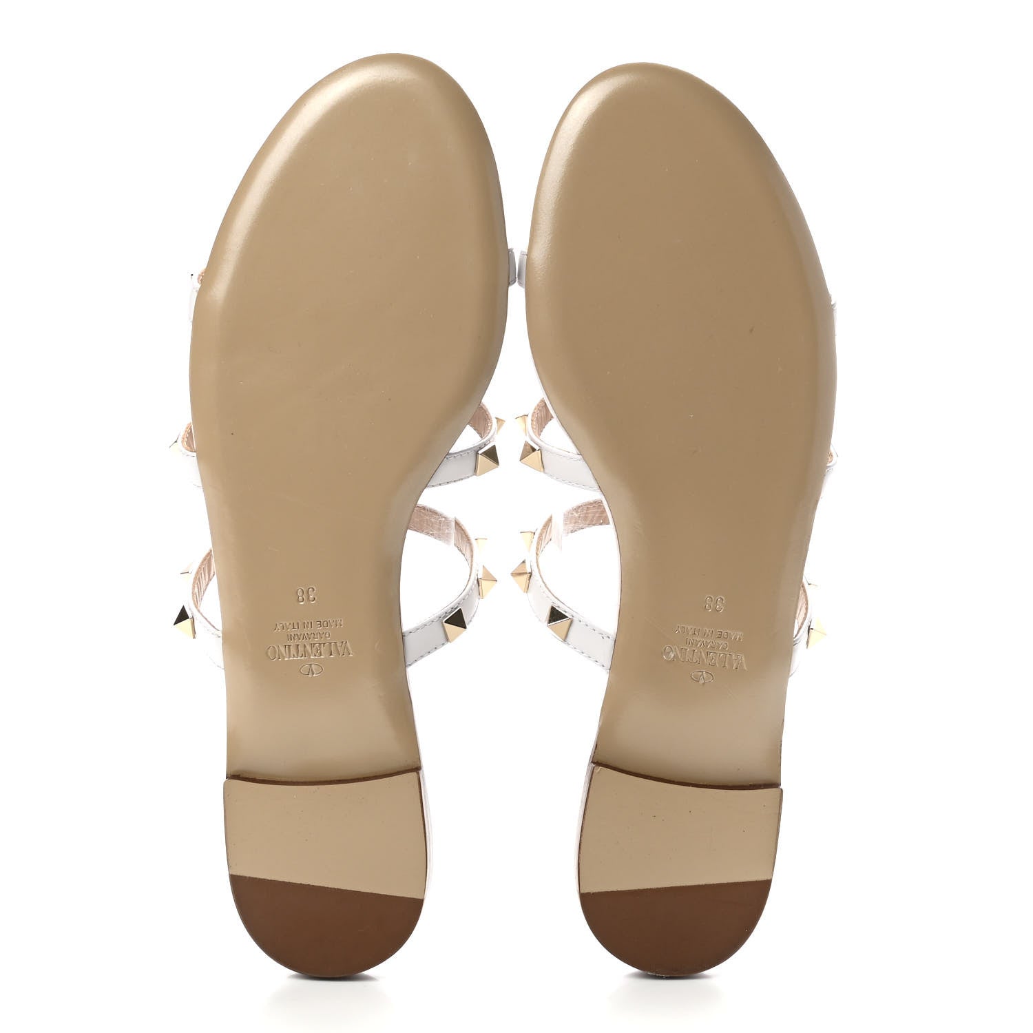 Valentino Garavani Nappa Rockstud Caged Flat Slide Sandals 38 Optic White 5 of 8