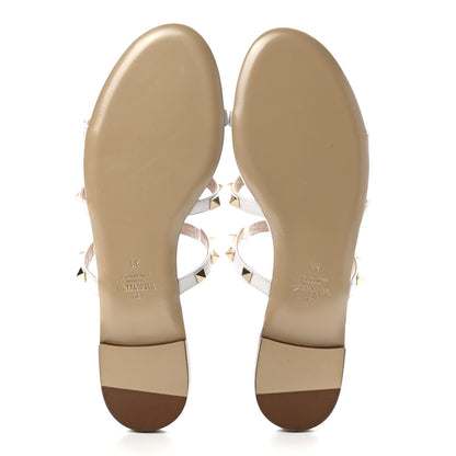 Valentino Garavani Nappa Rockstud Caged Flat Slide Sandals 38 Optic White 5 of 8