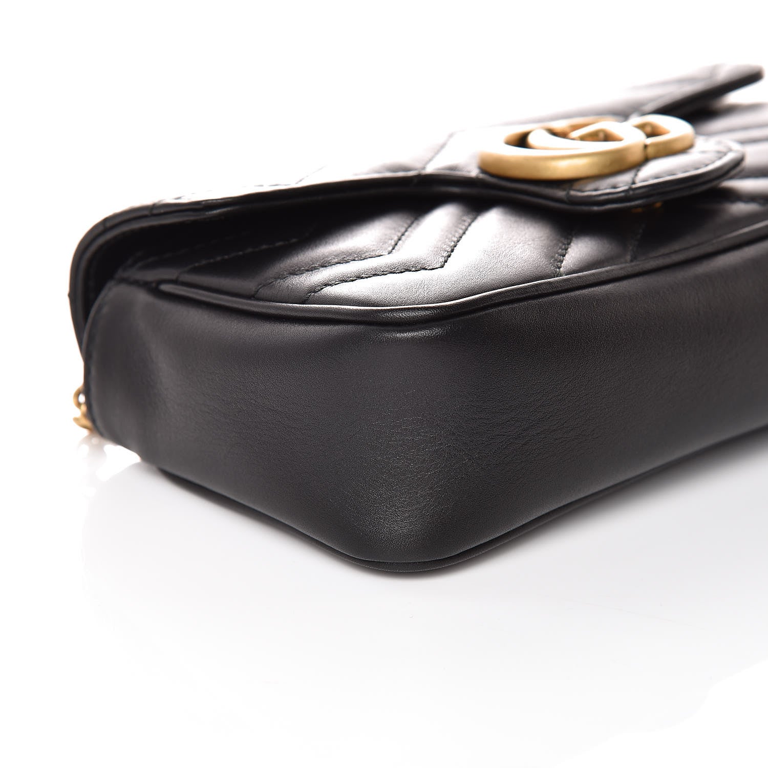 Gucci Calfskin Matelasse Super Mini GG Marmont Shoulder Bag Black 5 of 10