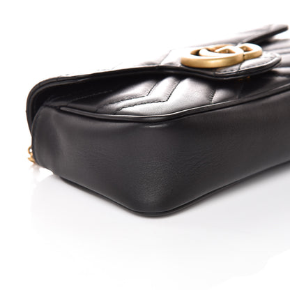 Gucci Calfskin Matelasse Super Mini GG Marmont Shoulder Bag Black 5 of 10