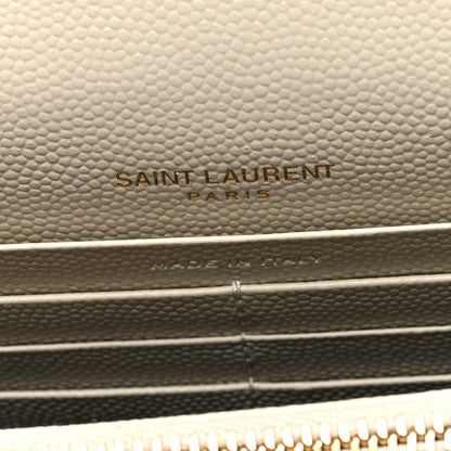 Saint Laurent Grain De Poudre Matelasse Chevron Monogram Envelope Chain Wallet Crema Soft 6 of 9