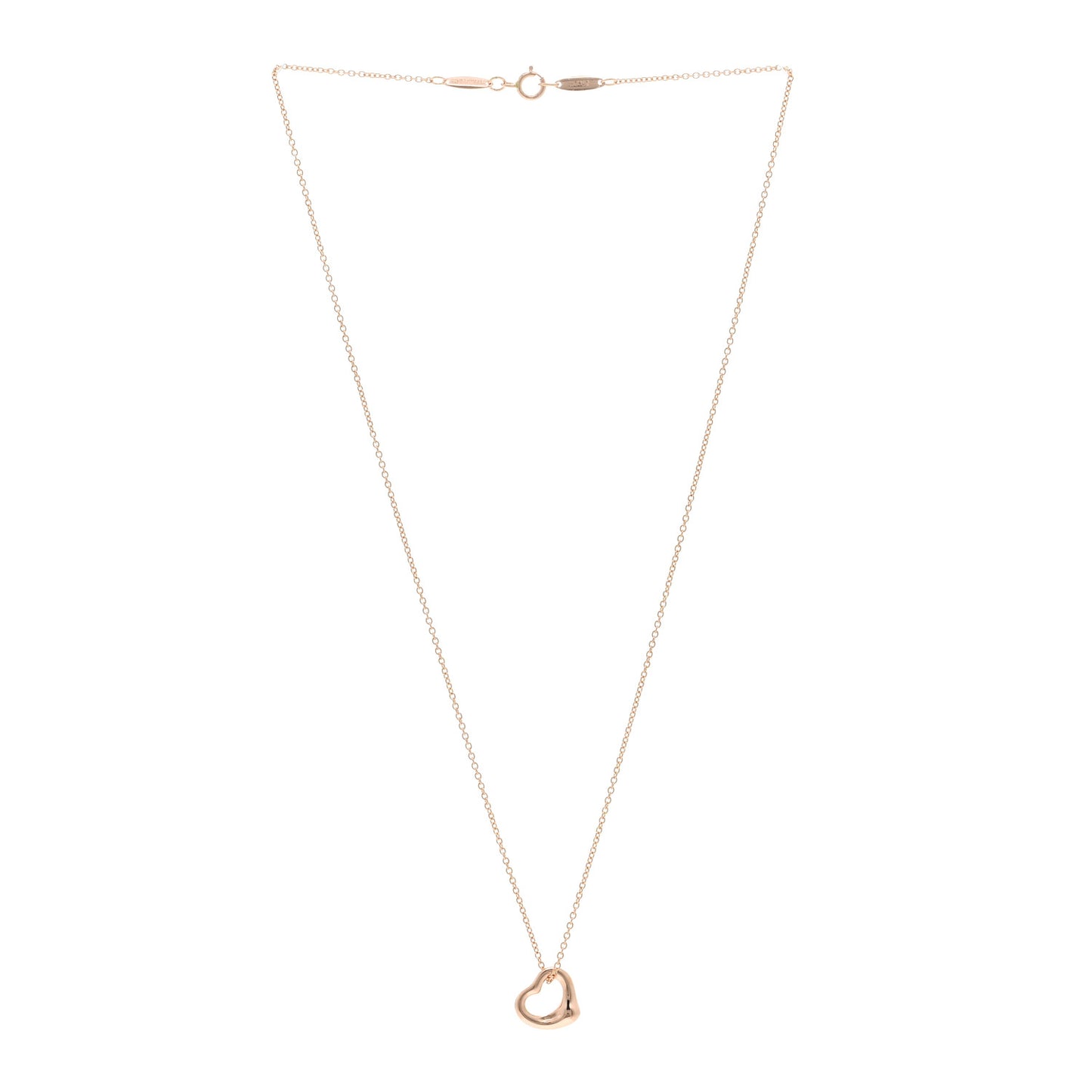 18K Rose Gold 11mm Elsa Peretti Open Heart Pendant Necklace