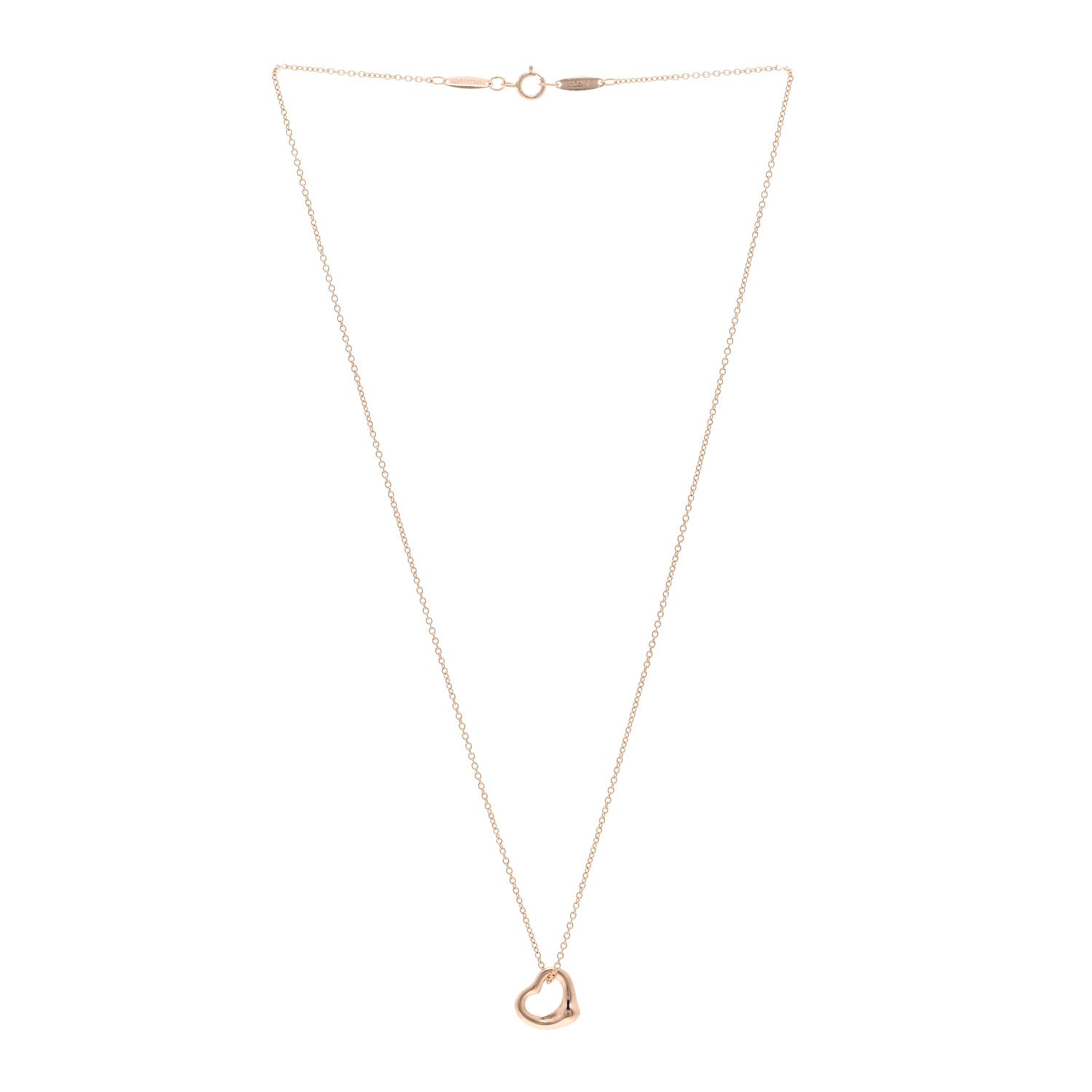 Tiffany 18K Rose Gold 11mm Elsa Peretti Open Heart Pendant Necklace 3 of 4