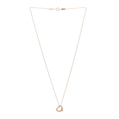 Tiffany 18K Rose Gold 11mm Elsa Peretti Open Heart Pendant Necklace 3 of 4