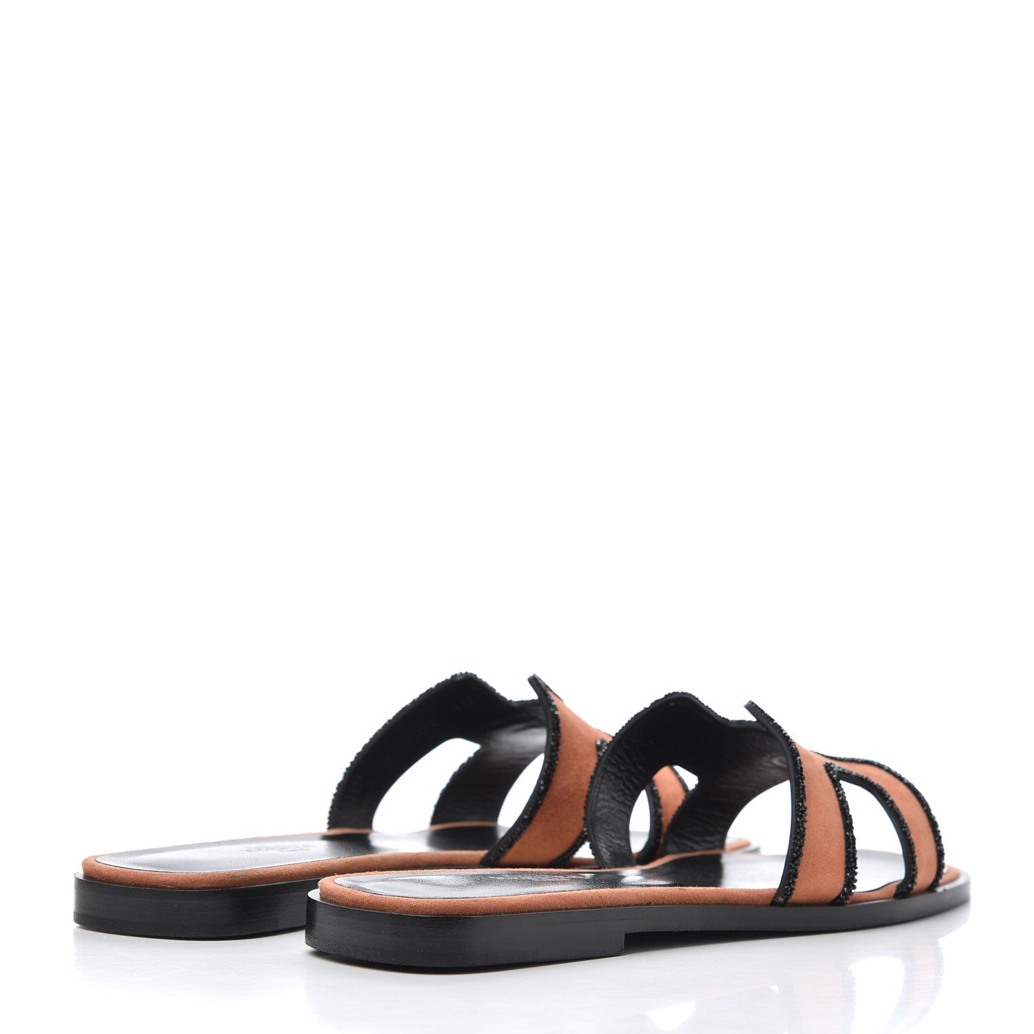 Hermes Suede Goatskin Crystal Oran Sandals 36 Rose Bubinga Black 4 of 13