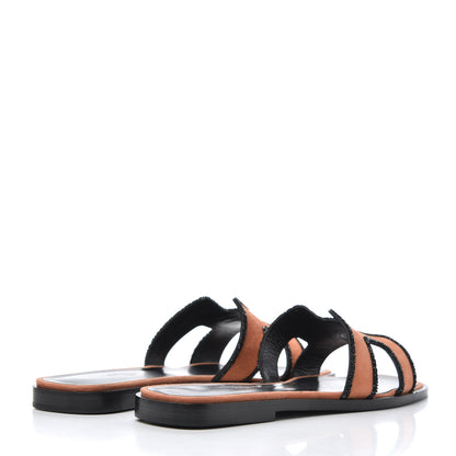 Hermes Suede Goatskin Crystal Oran Sandals 36 Rose Bubinga Black 4 of 13