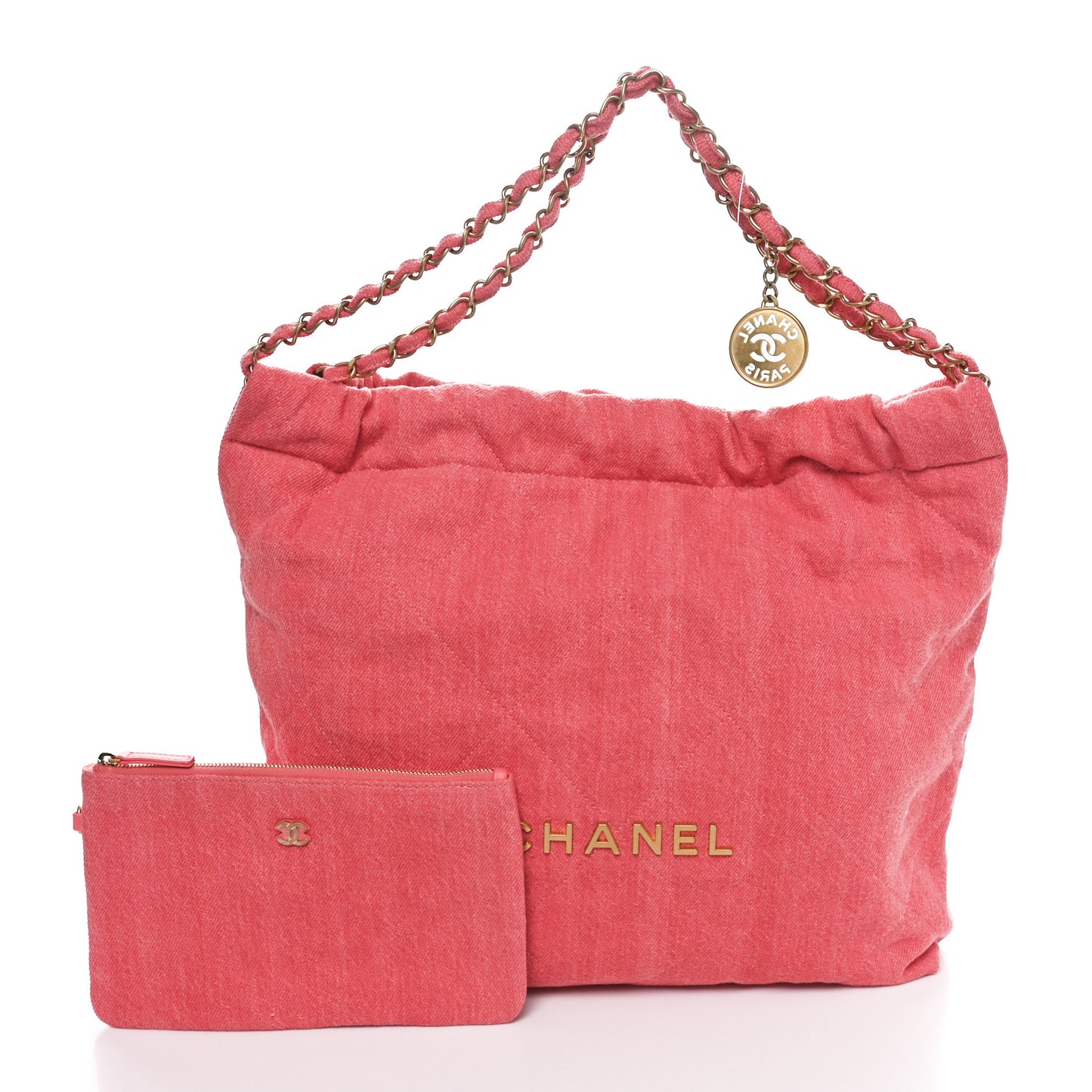 Washed Denim Quilted Chanel 22 Red