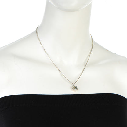 David Yurman Sterling Silver Diamond Prasiolite 7mm Petite Albion Pendant Necklace 2 of 6