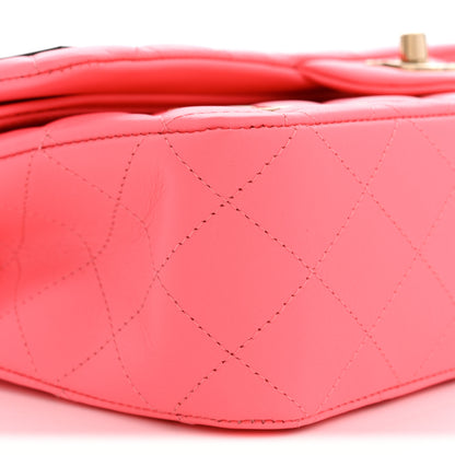 Chanel Lambskin Quilted Medium Hollywood Charms Double Flap Coral Pink 9 of 11