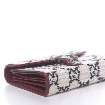 Gucci Tweed GG Monogram Mini Dionysus Chain Wallet White Black Romantic Cherry 8 of 10