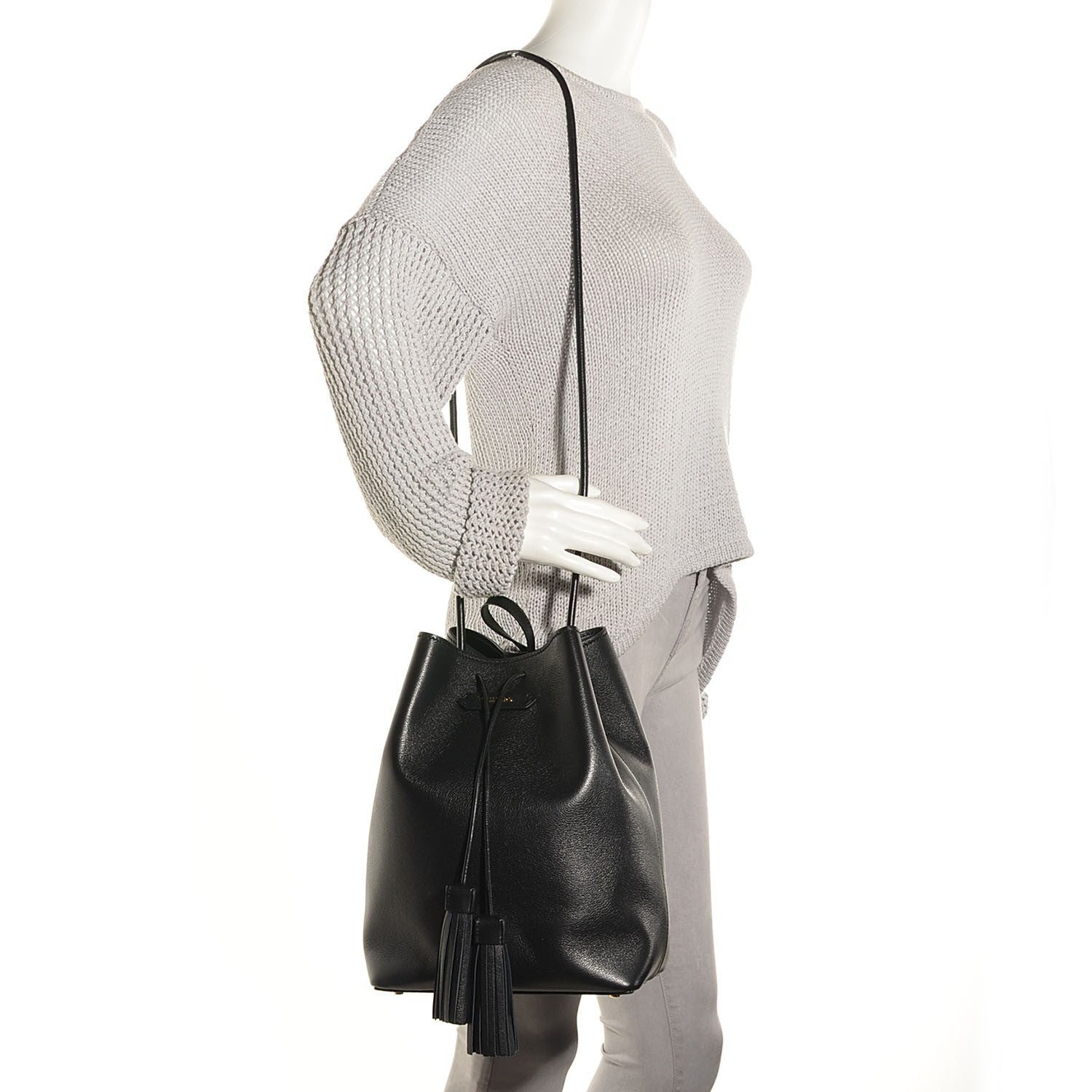 Tom Ford Calfskin Small Tassel Bucket Bag Black 2 of 8