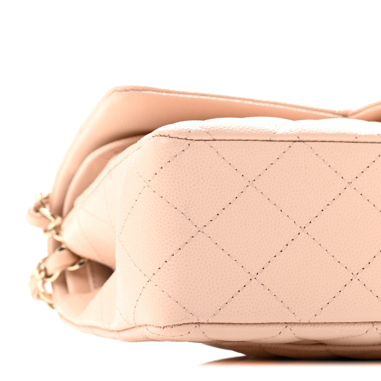 Caviar Quilted Medium Double Flap Light Beige