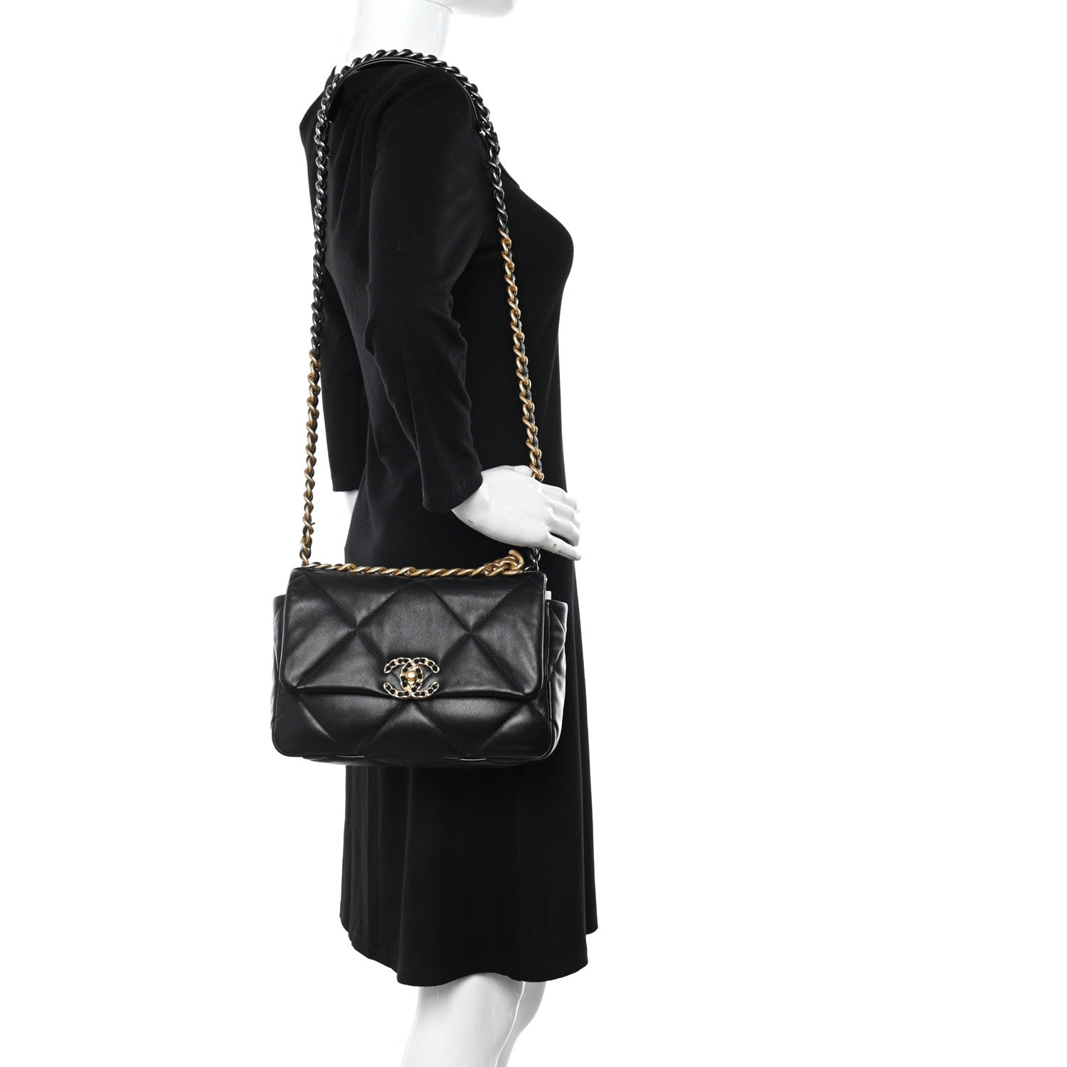Chanel Lambskin Quilted Medium Chanel 19 Flap Black 2 of 10