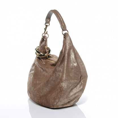 Jimmy Choo Suede Large Solar Hobo Metallic Gold 3 of 8