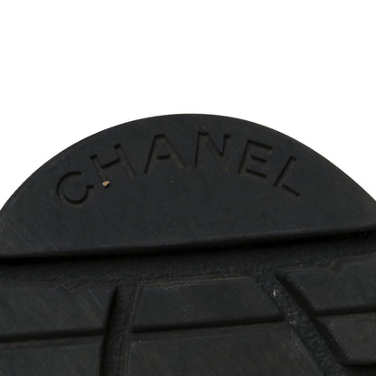 Chanel Grained Calfskin Shiny Calfskin CC Lace Up Combat Boots 37.5 Black 8 of 11