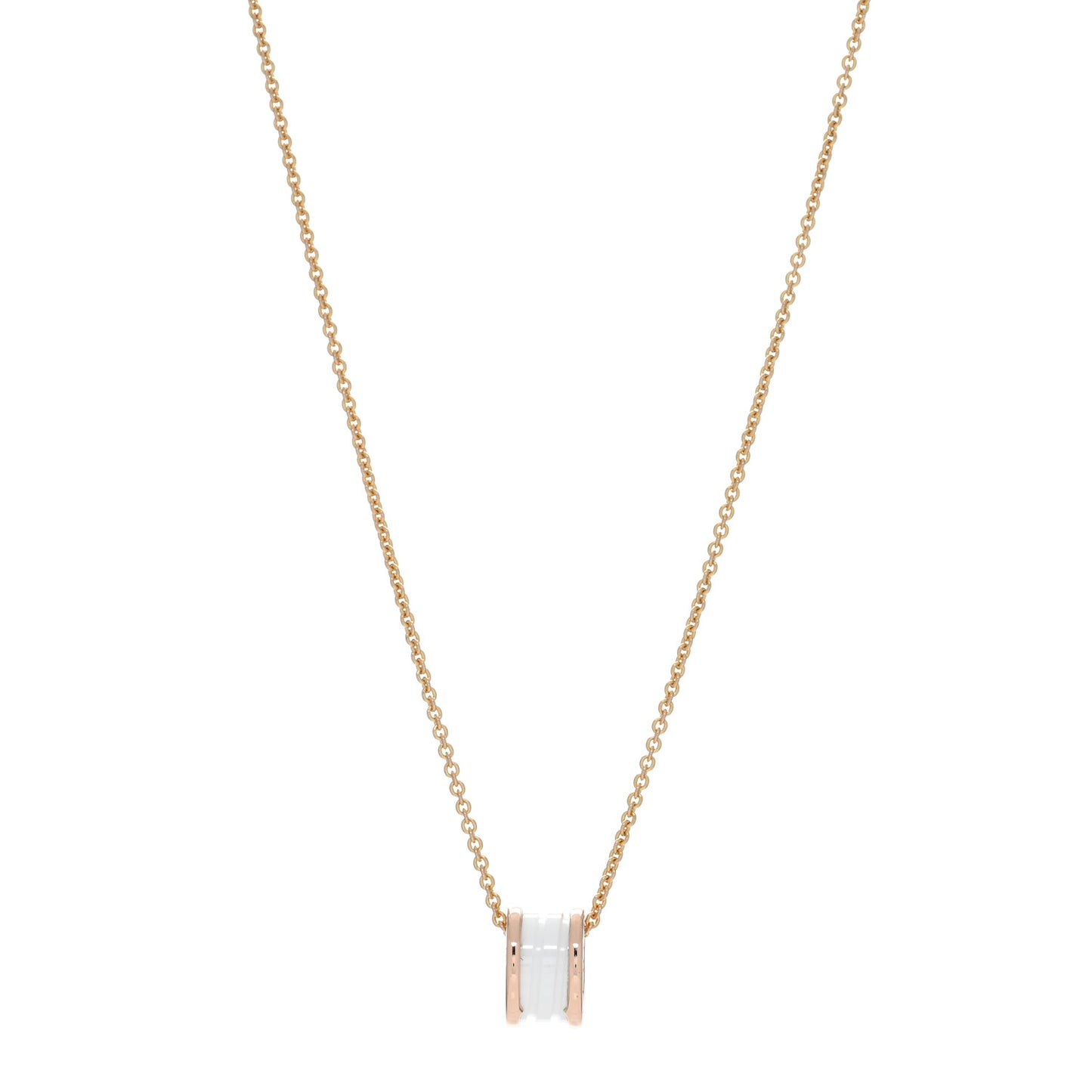 18K Rose Gold White Ceramic B.Zero1 Pendant Necklace