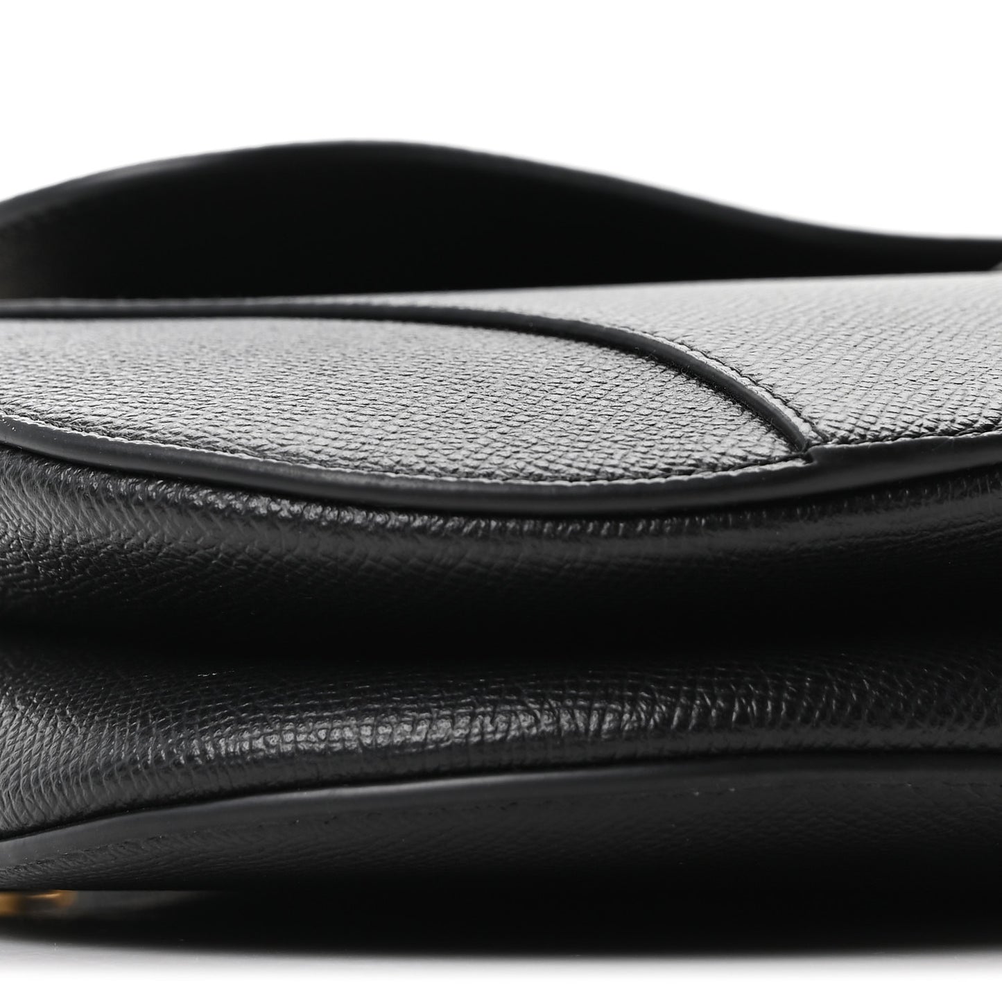 Grained Calfskin Saddle Bag With Strap Black