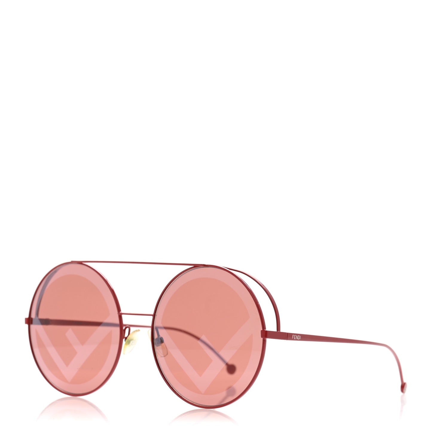 Metal F is Fendi Printed Run Away Round Frame Sunglasses FF 0285/S Red