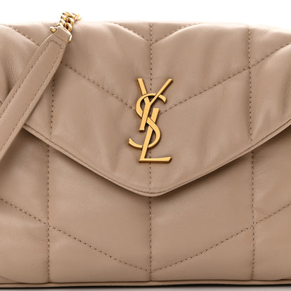 Saint Laurent Lambskin Quilted Toy Loulou Puffer Monogram Chain Satchel Dark Beige 8 of 10