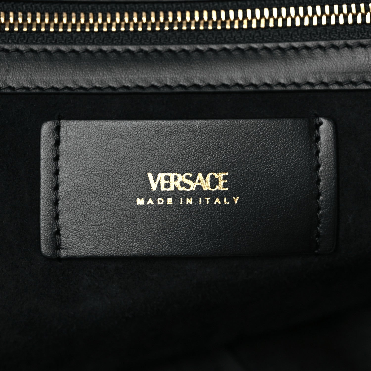 Versace Grained Calfskin Large V Greca Signature Tote Bag Black 6 of 9